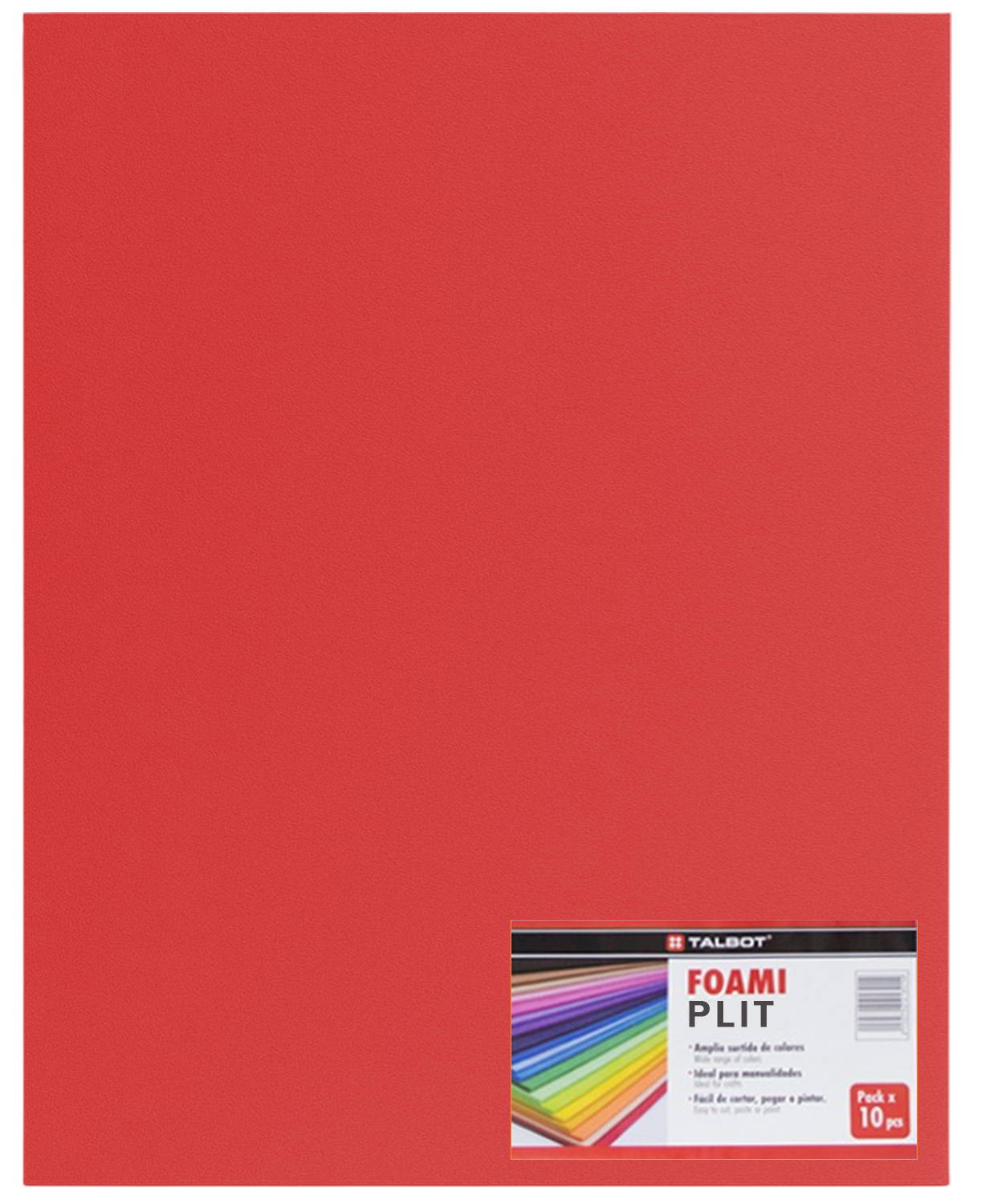 Cartulina Foami Liso 20" x 28" Rojo, 10 pcs - Talbot T-KRCL05