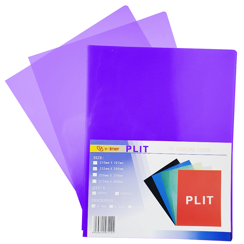Cubierta para Encuadernar Plástica, Morado Transparente (Binding Cover)