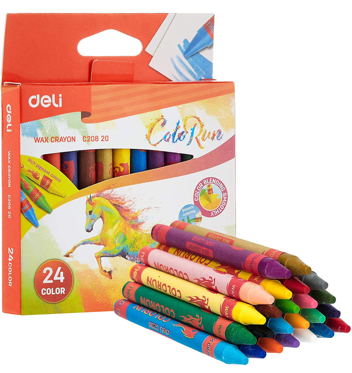Crayones Finos para Colorear 24 pcs -  Deli Color Run C20820