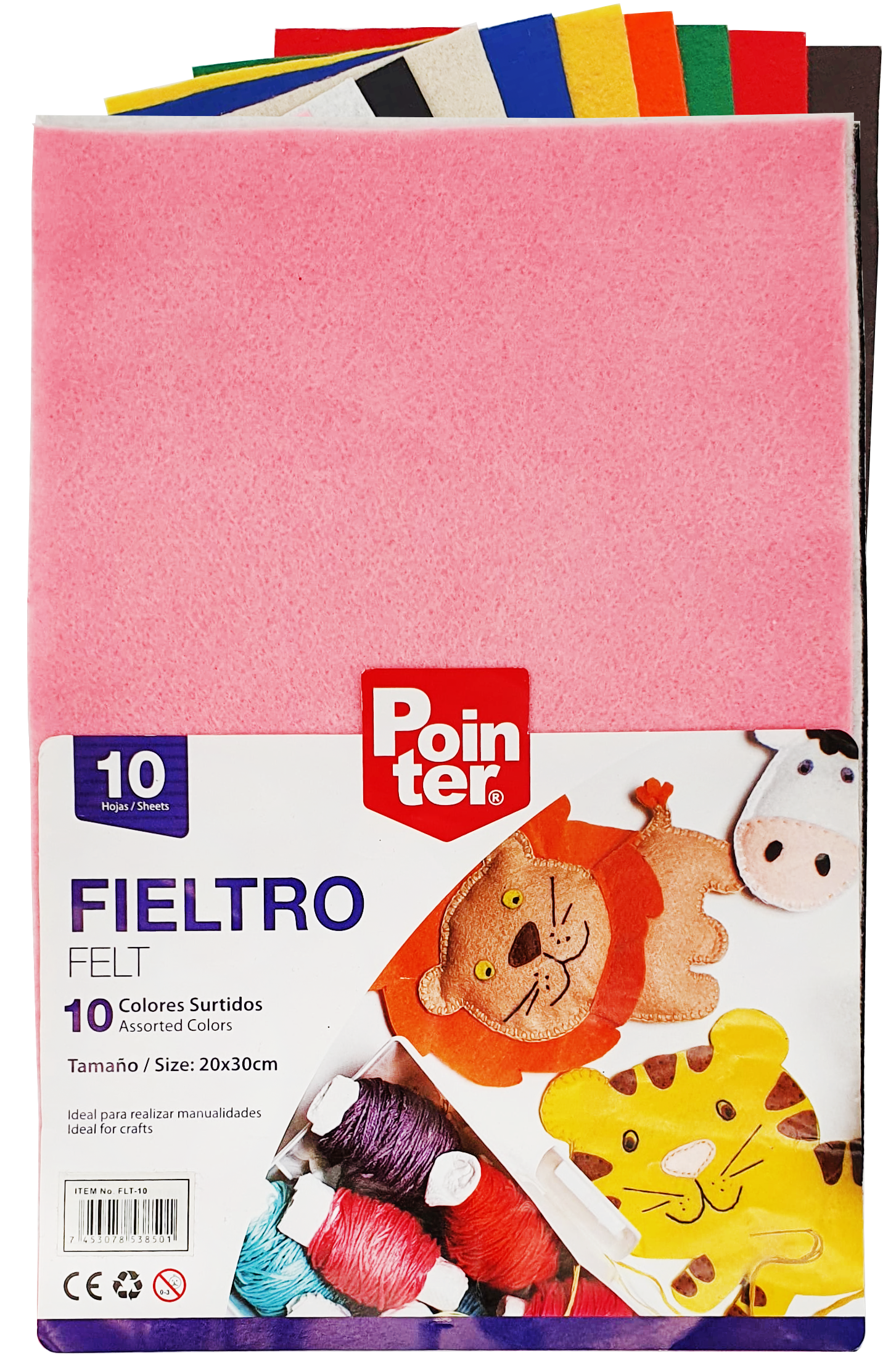 Láminas de fieltro 20x30 cm, Colores Surtidos - Pointer FLT-10