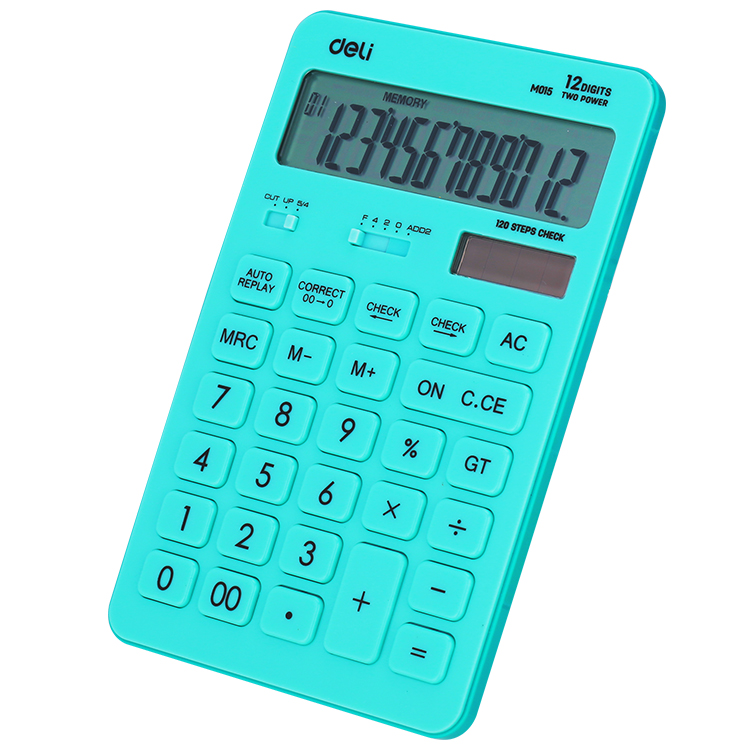 Calculadora Azul Turquesa, 12 Dígitos - Deli Touch