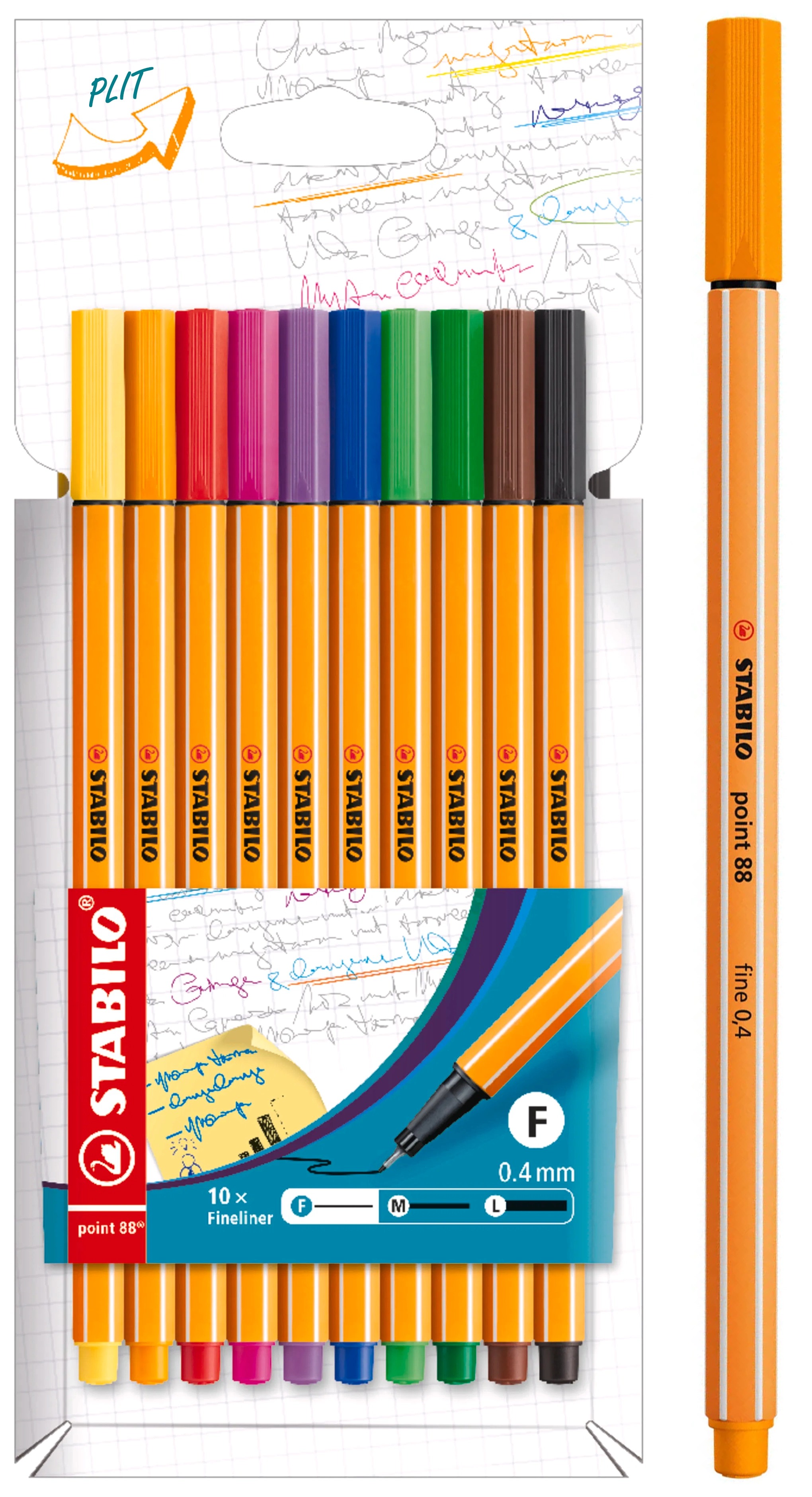 Marcadores STABILO Point 88 Punta Fina 0.4mm, 10 Colores