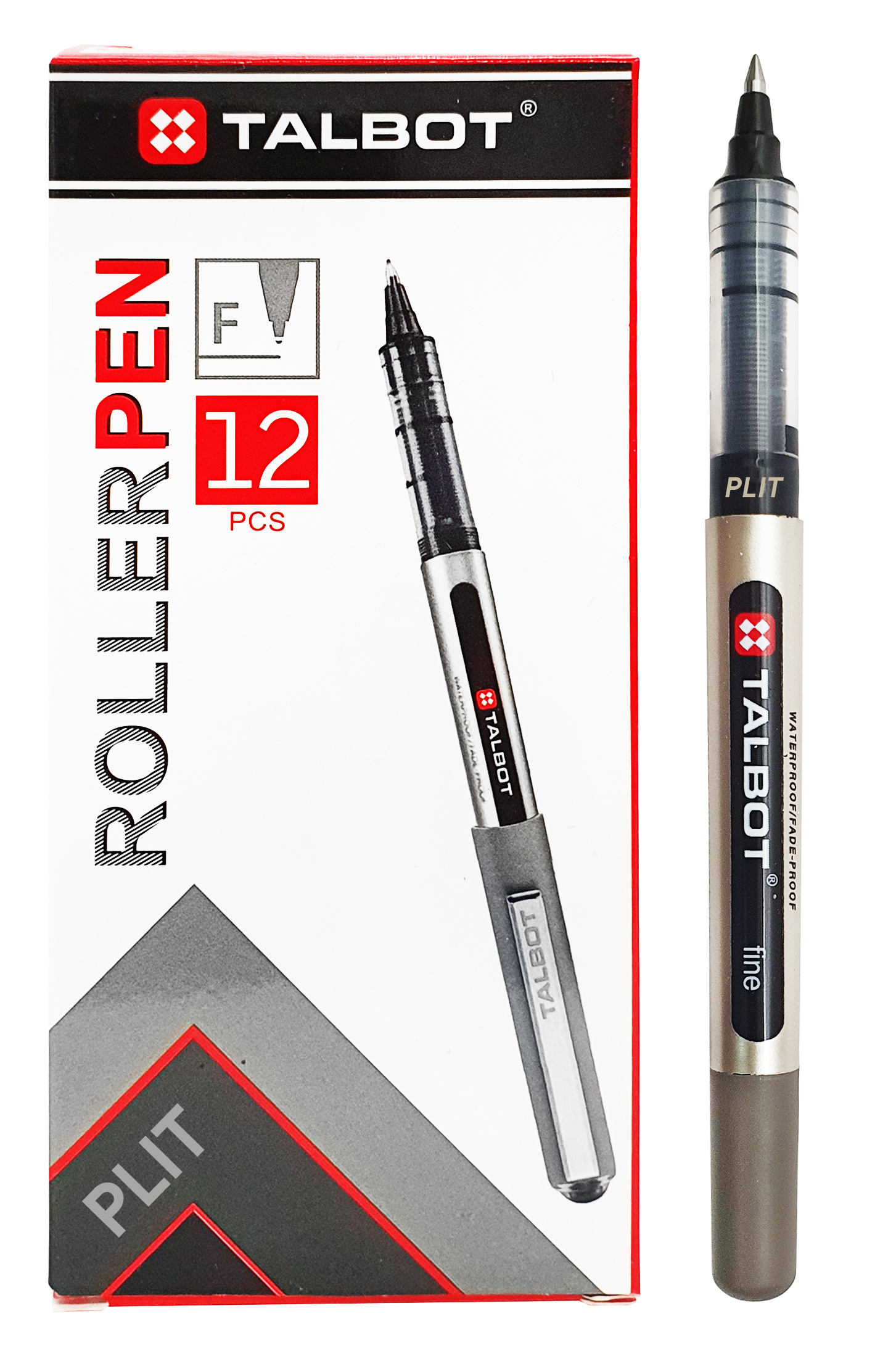Bolígrafo Felpa Fina Talbot Rollerball Pen Negro, 12 Lapiceros