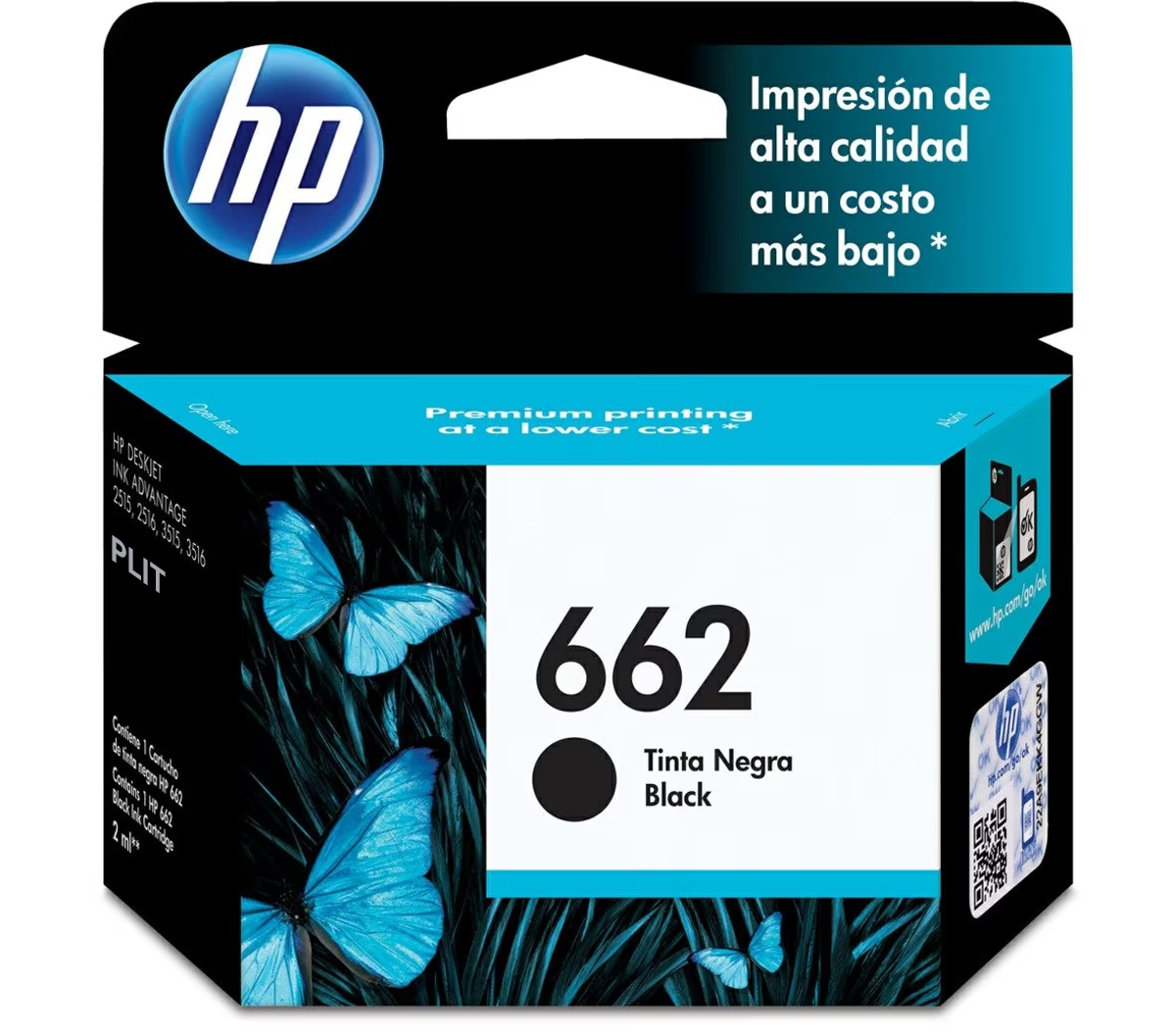 ORIGINAL: Cartucho de Tinta HP 662 (CZ103AL), Negro