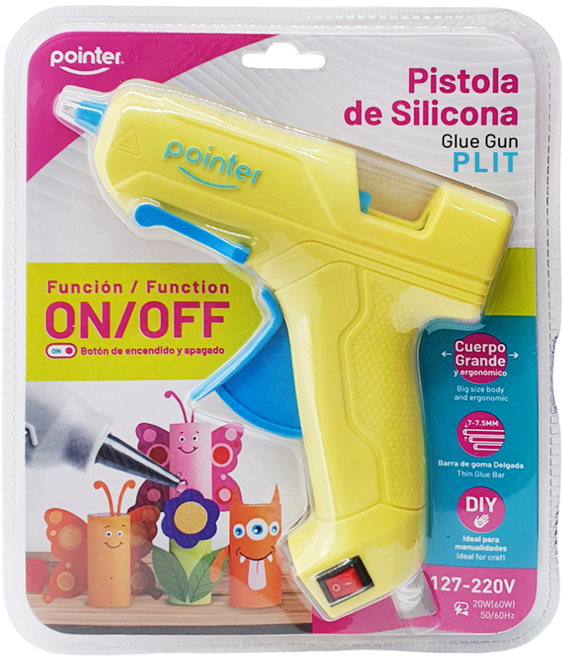 Pistola de Silicona Grande con Botón de Encendido Pointer PS-20-OF, Amarillo