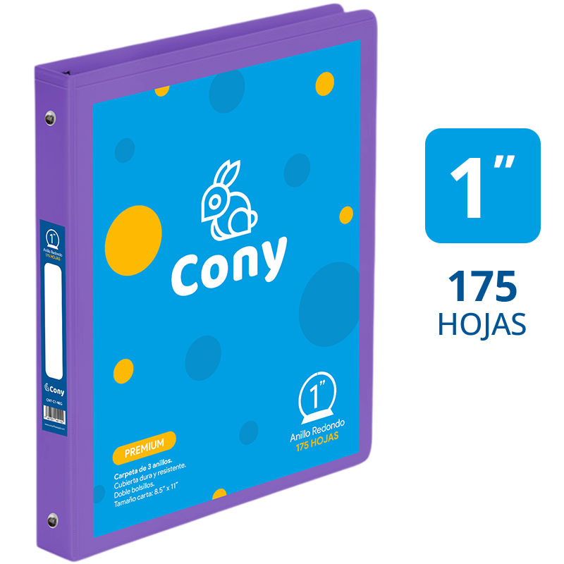 Carpeta Cony 1" con Cover, Morado