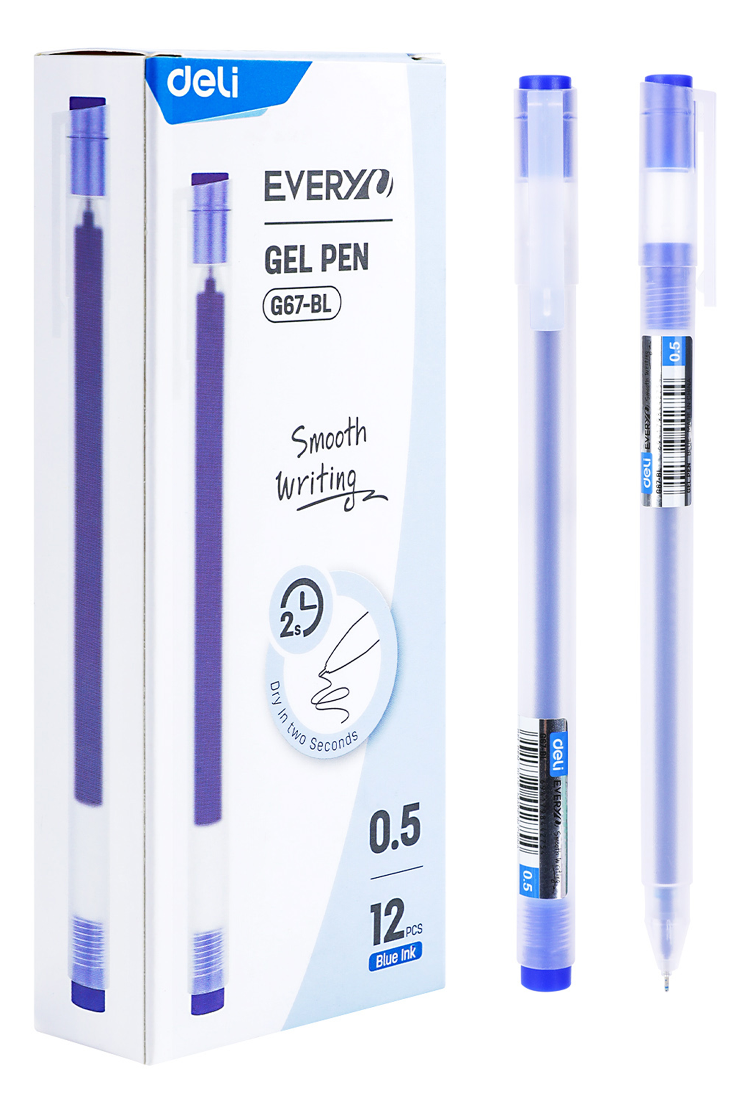 Bolígrafo de Gel Deli Every 0.5 mm Azul, 12 Unidades