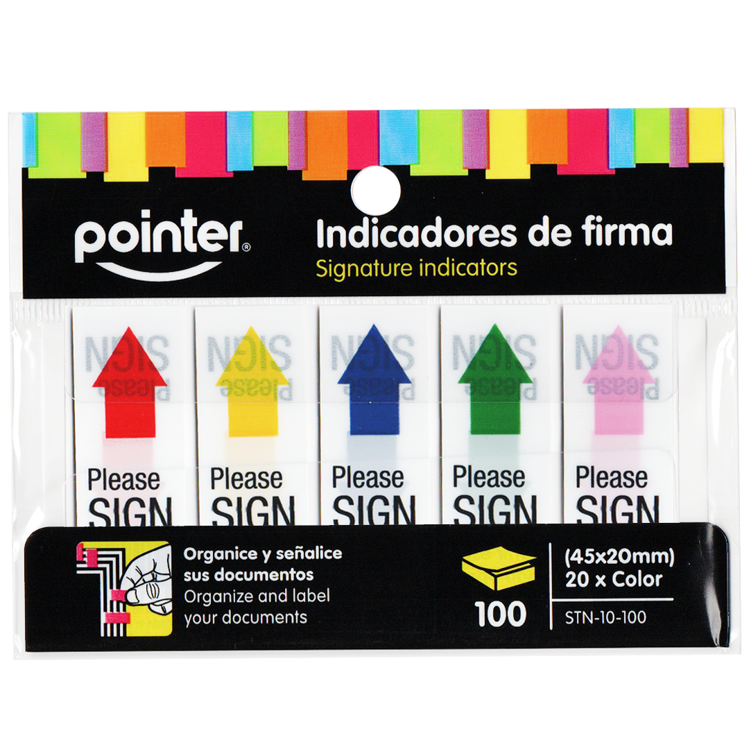 Banderita Indicadores de Firma (Sign Here), 100 pcs - Pointer STN-10-100