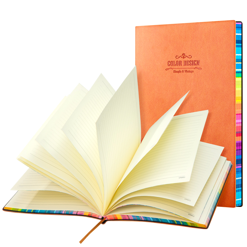Libreta Rayada con Bordes de Arcoíris, 112 Hojas - Naranja