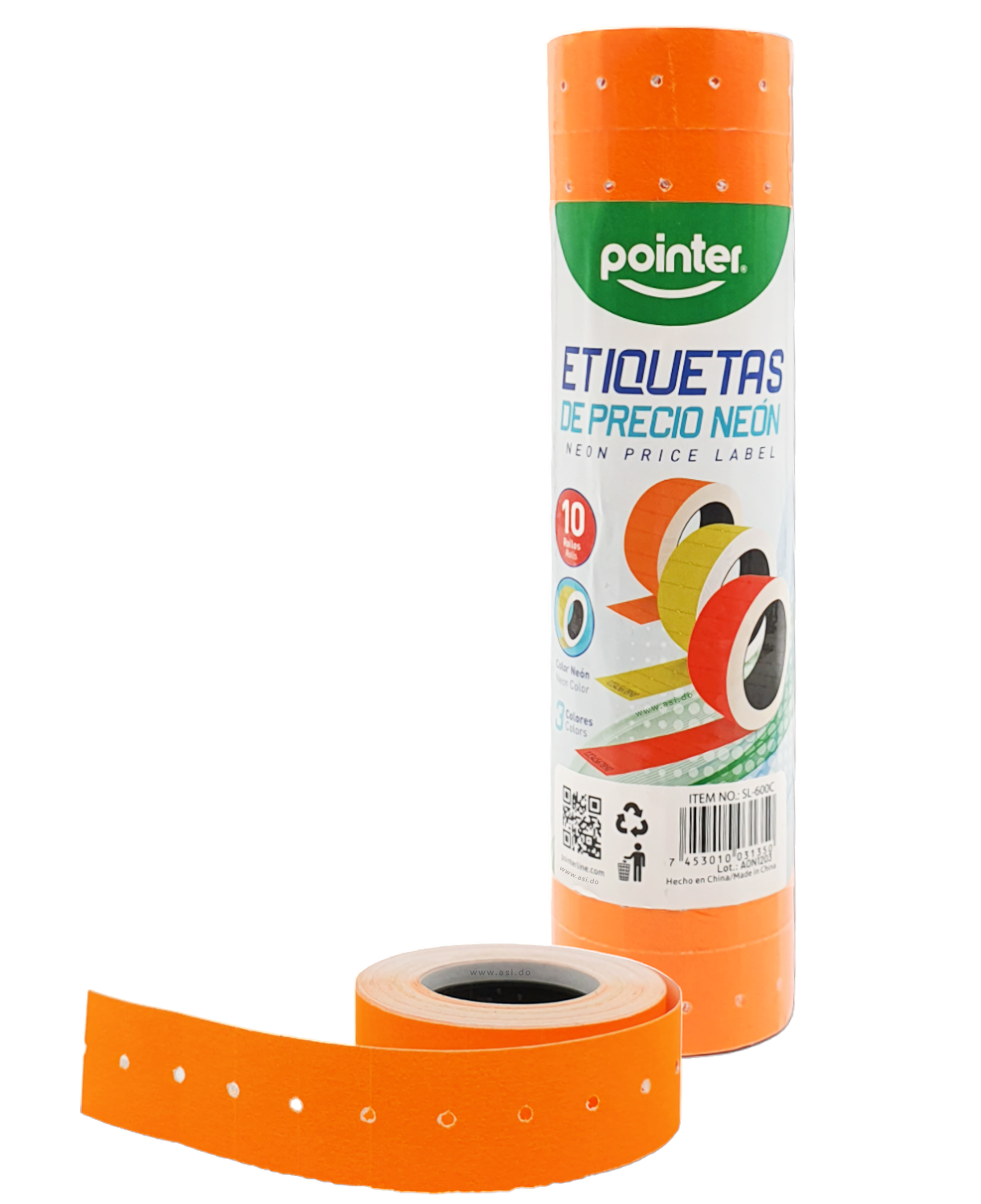 Rollo de Etiquetas para Precios, Naranja Neón - Pointer SL-600W 