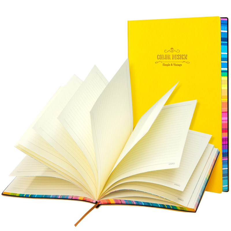 Libreta Rayada con Bordes de Arcoíris, 112 Hojas - Amarillo
