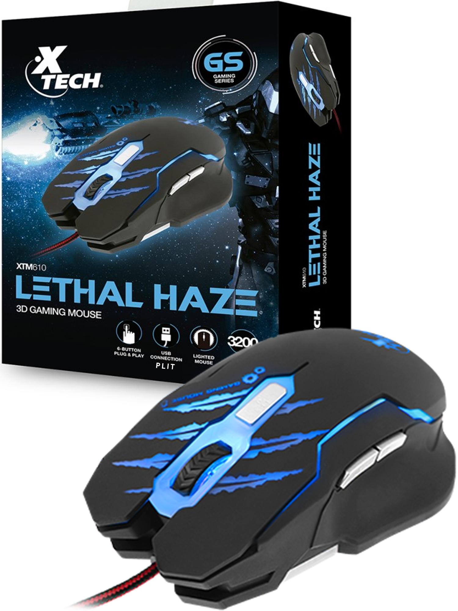 Mouse Gamer 3,200 DPI Xtech XTM-610 Lethal Haze - 6 Botones con Luces LED