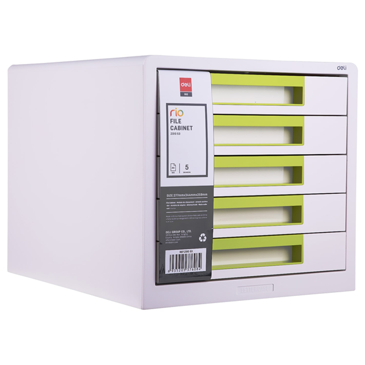 Archivo de 5 Gavetas para Escritorio, Verde - Deli Rio Z01033