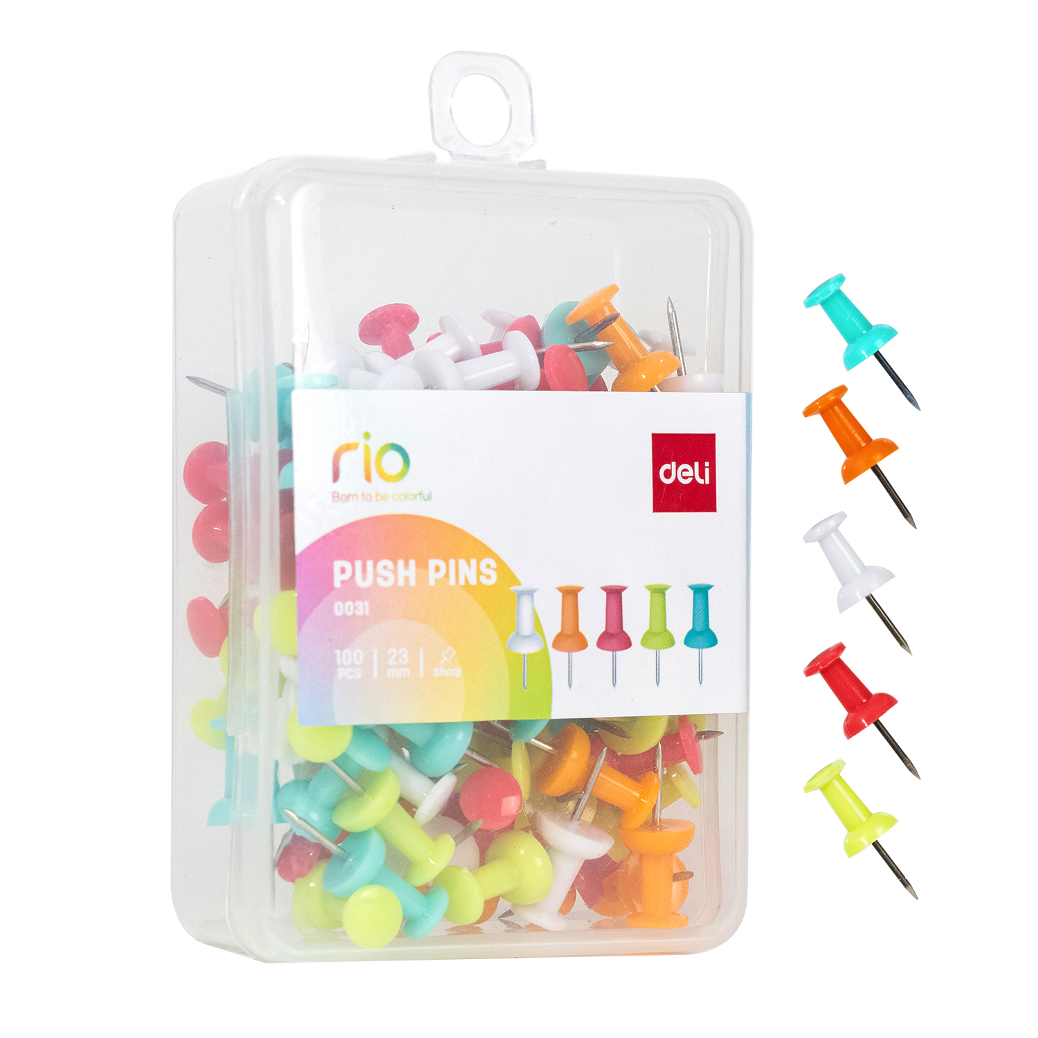 Chinchetas Tachuelas de 1" para Pizarra de Corchos, Colores Pasteles, 100pcs - Deli Rio 0031