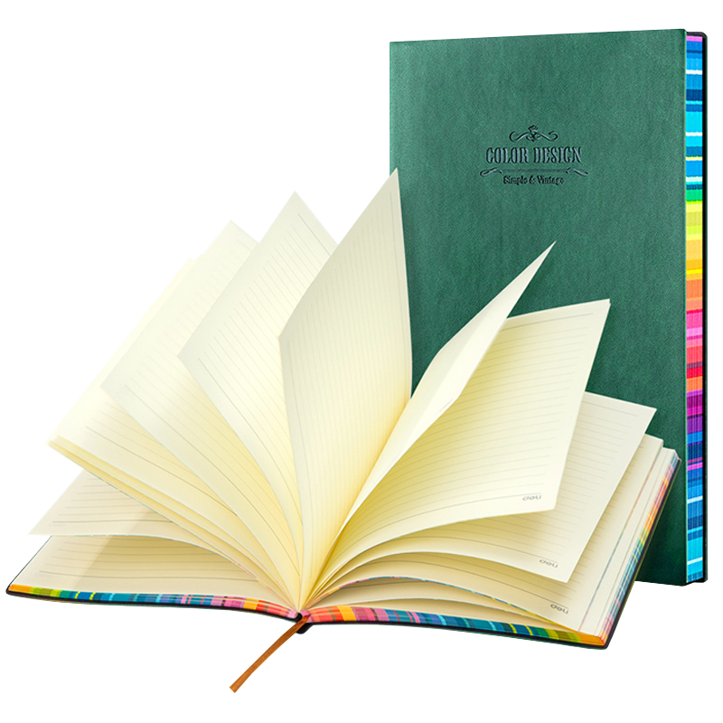 Libreta Rayada con Bordes de Arcoíris, 112 Hojas - Verde