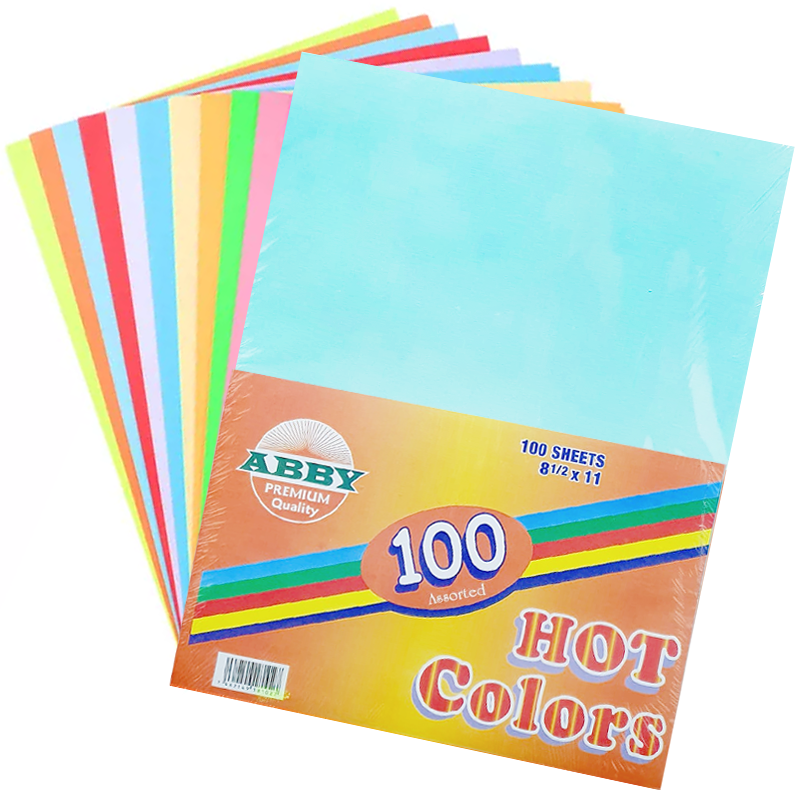 Resma de Papel de Colores 8.5”x11”,  100 Hojas - Abby Hot Colors