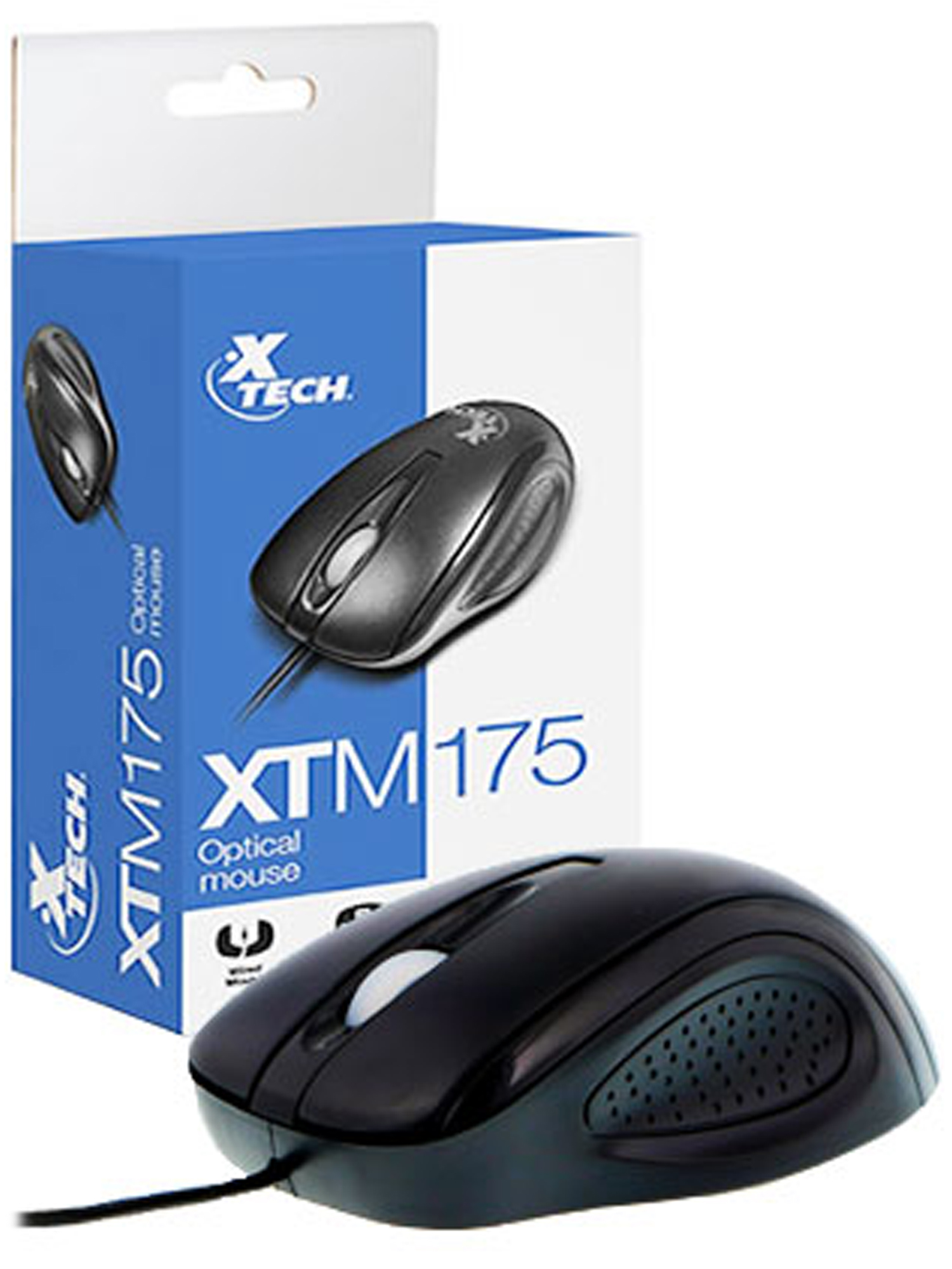 Mouse Alámbrico USB 3D de 1,000 DPI - Xtech XTM-175