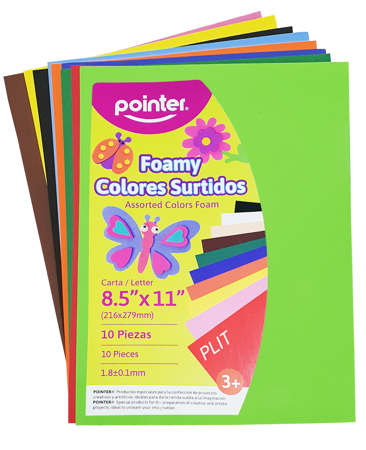 Set de Foamy Lisos Pointer 8.5" x 11" Colores Surtidos, 10 pcs