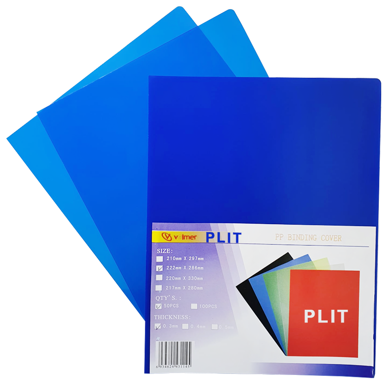 Cubierta Lisa para Encuadernar Plástica, Azul Transparente, 50 pcs