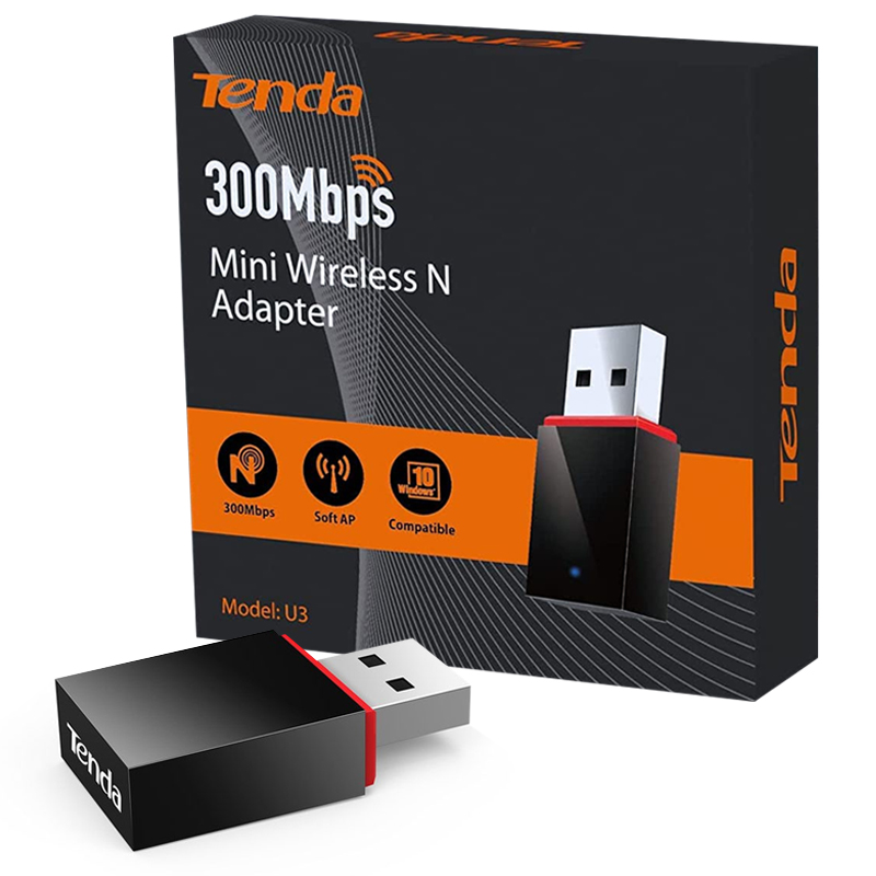 Mini Adaptador Wireless USB, 300 Mbps - Tenda U3