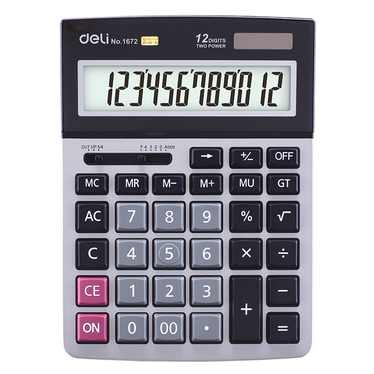 Calculadora Mediana de 12 Dígitos con Terminación Metálica - Deli Core 1672