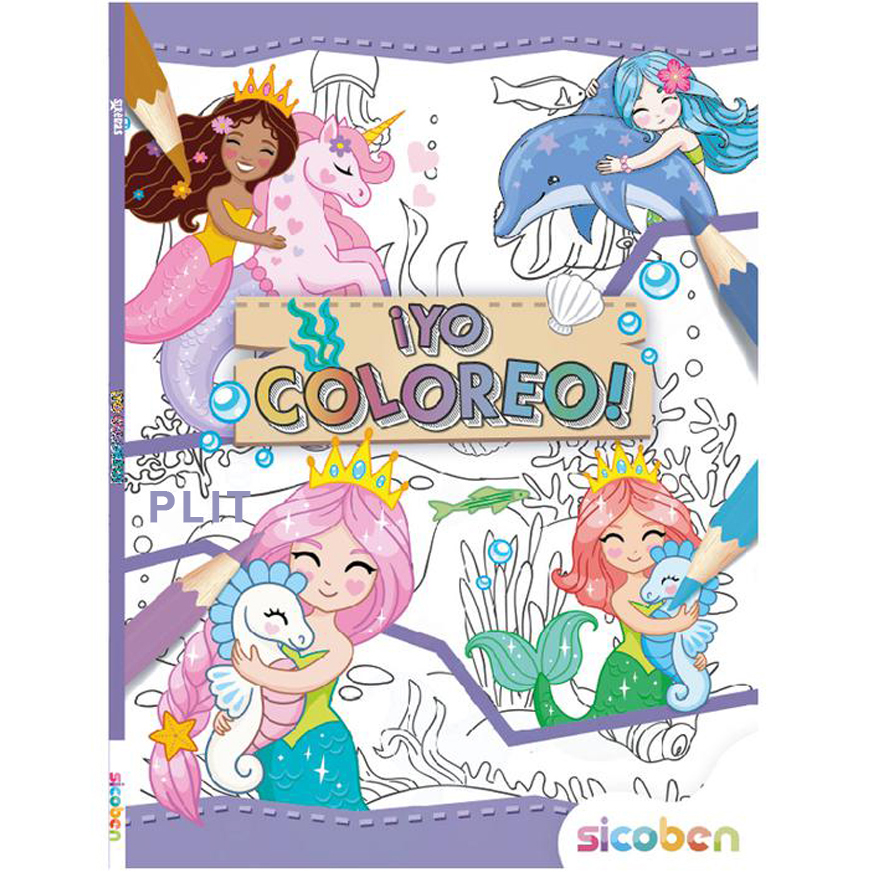 Libro Infantil para Colorear Dibujos de Sirenas - Sicoben Yo Coloreo 180136