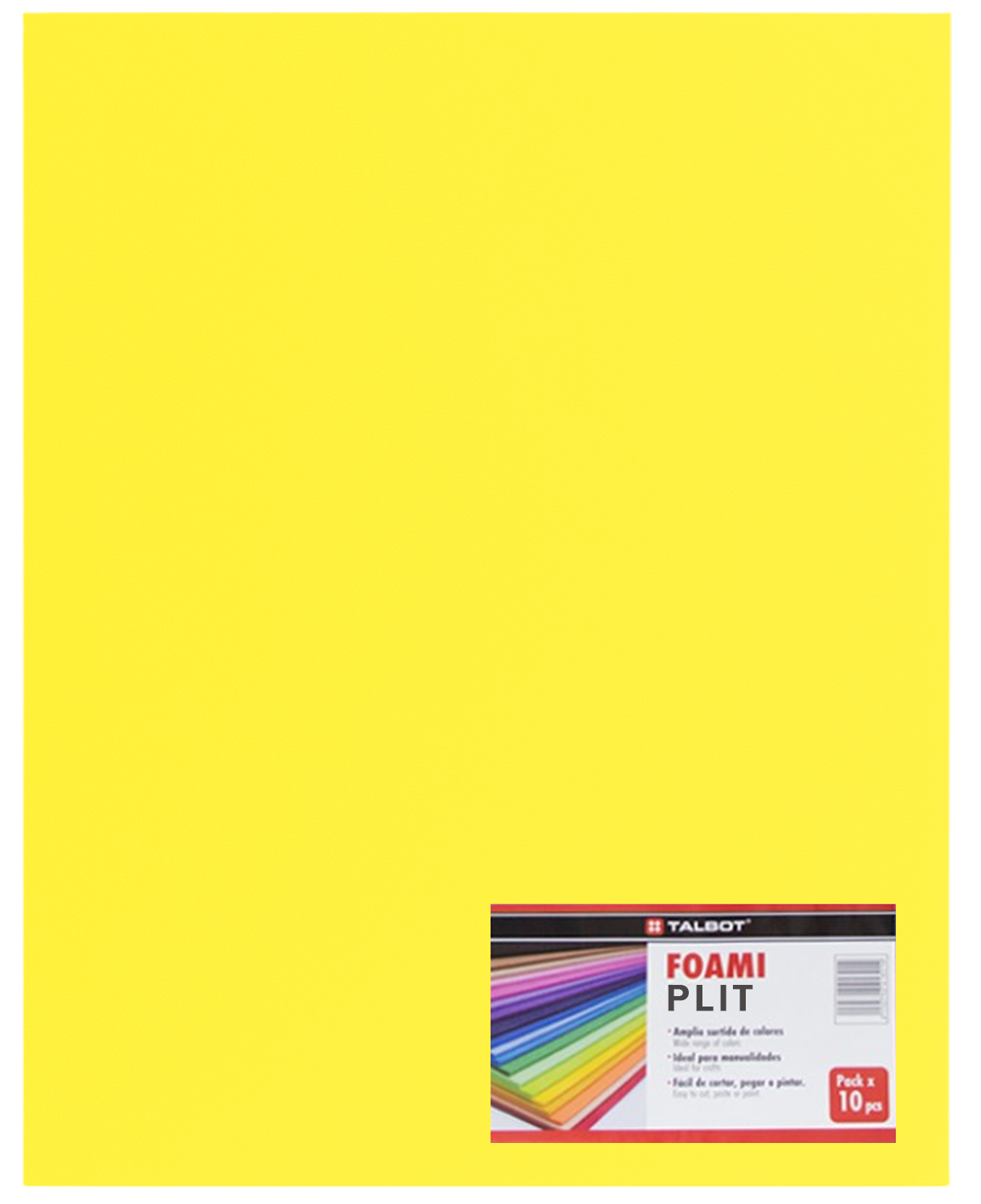 Cartulina Foami Liso 20" x 28" Amarillo, 10 pcs
