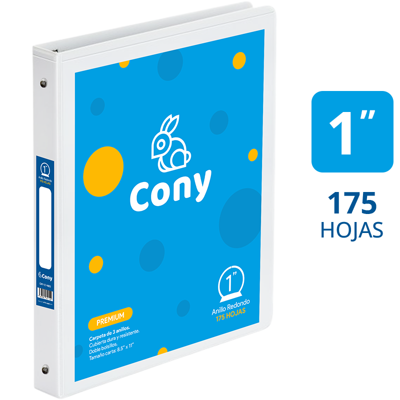 Carpeta Cony 1" con Cover, Blanca