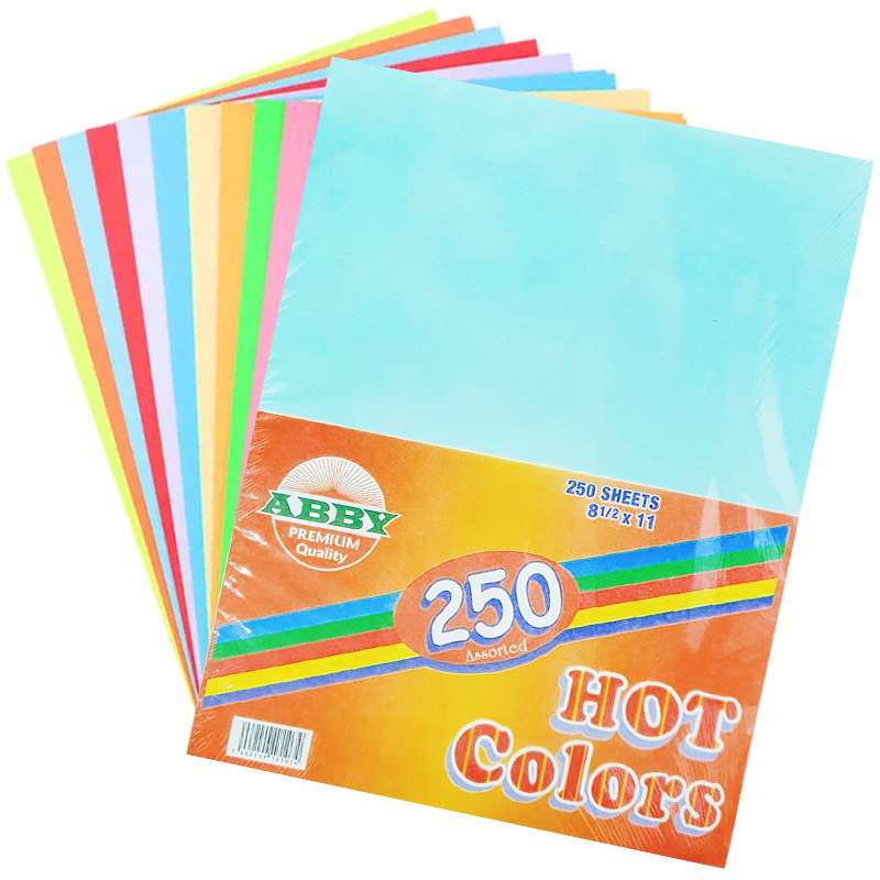 Resma de Papel de Colores 8.5”x11”,  250 Hojas - Abby Hot Colors
