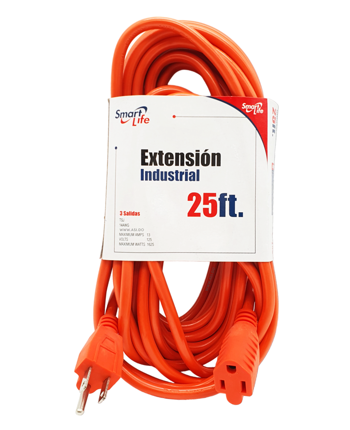 Extensión Eléctrica Industrial de 25 pies, Color Naranja - Smart Life #518901