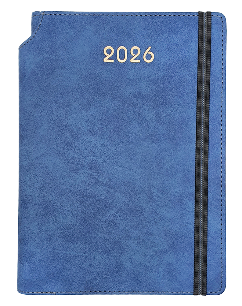 Agenda Ejecutiva 2026 Azul de Gamuza con Elástico, Planificación Anual - Pointer AG-2026-52