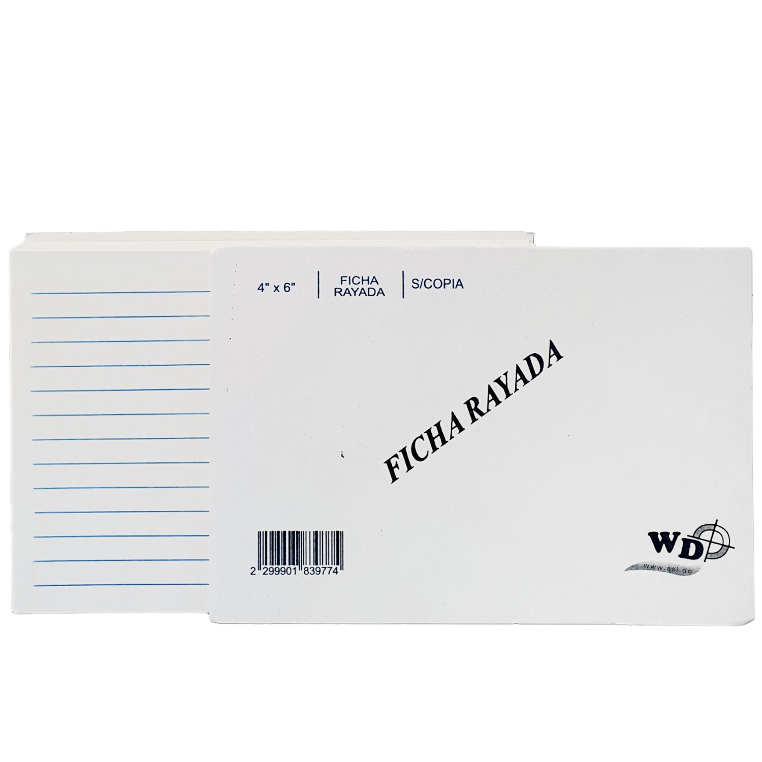 Ficha rayada 4" x 6", Blanca - 100 pcs