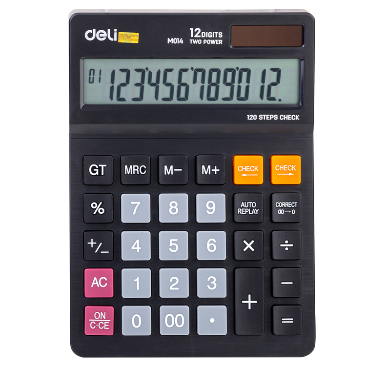 Calculadora Mediana de 12 Dígitos, Negra - Deli Smart EM01420