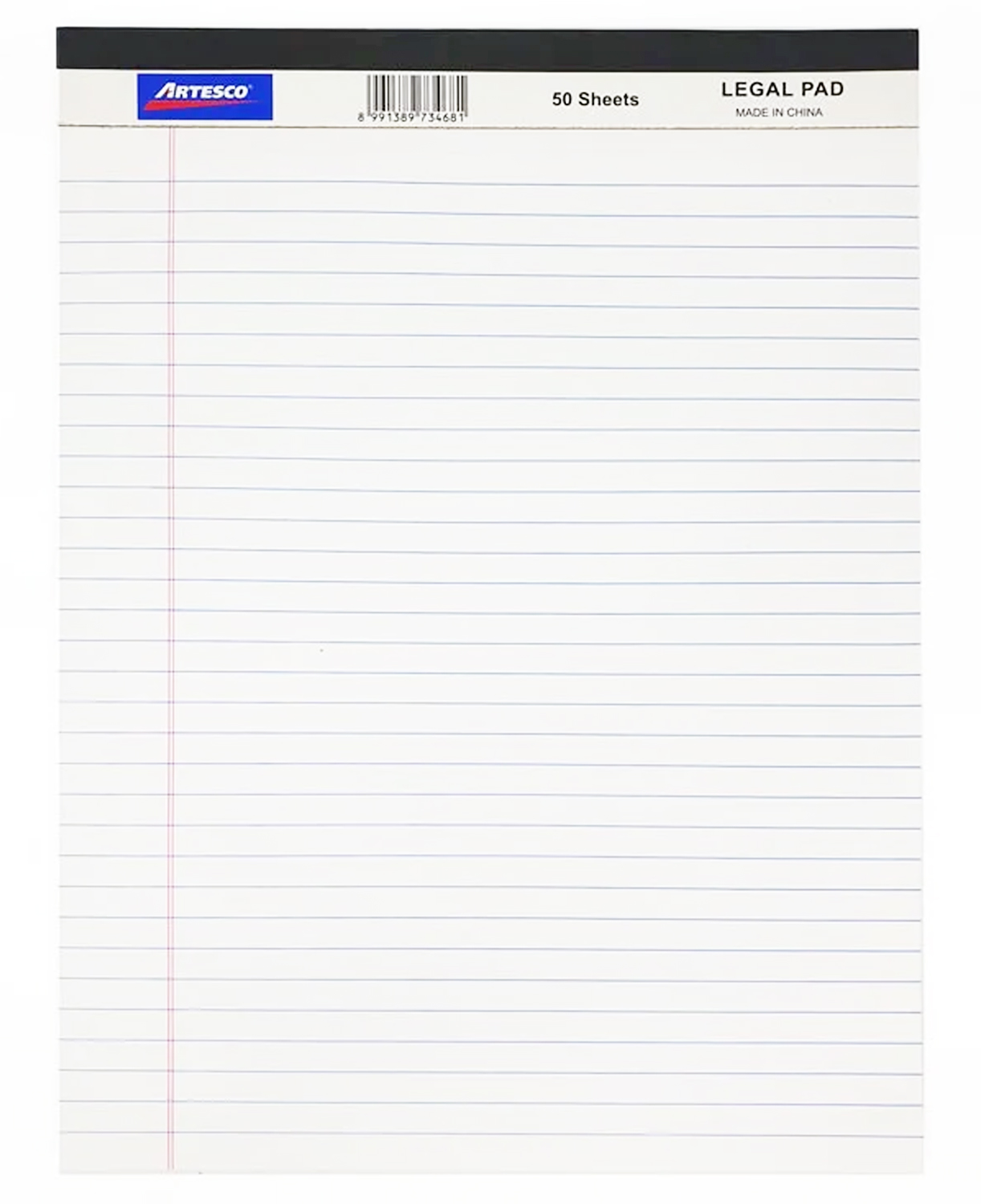 Libreta Rayada 8 ½” x 11” Blanca, 50 Hojas - Artesco Legal Pad