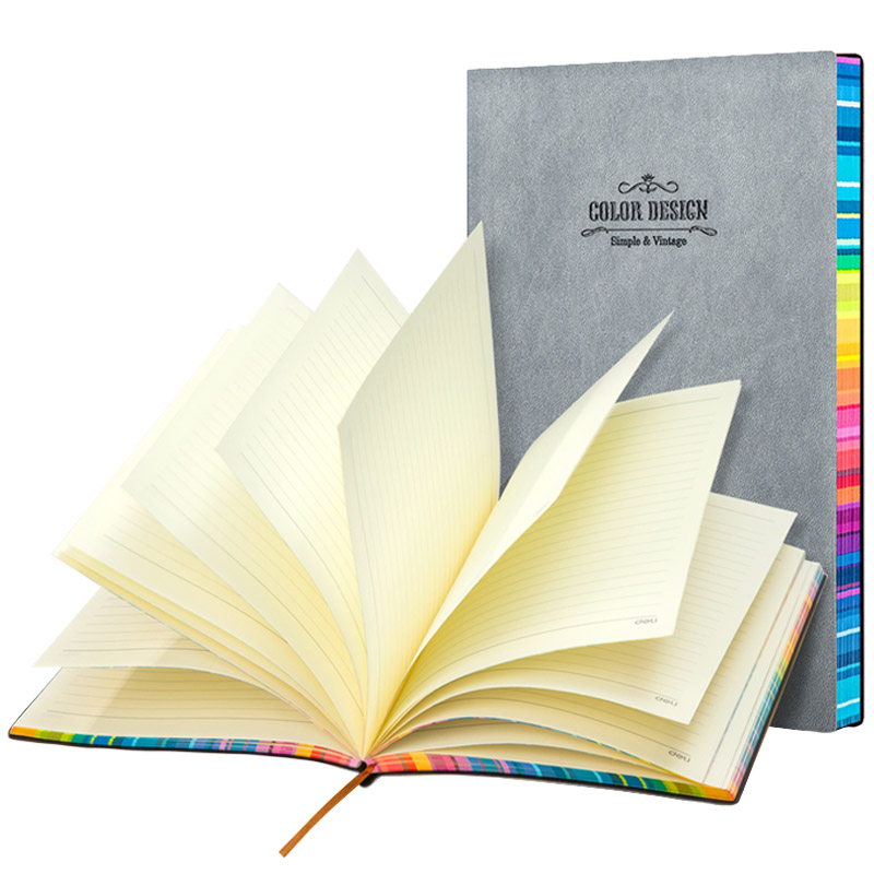 Libreta Rayada con Bordes Arcoíris, 112 Hojas - Gris