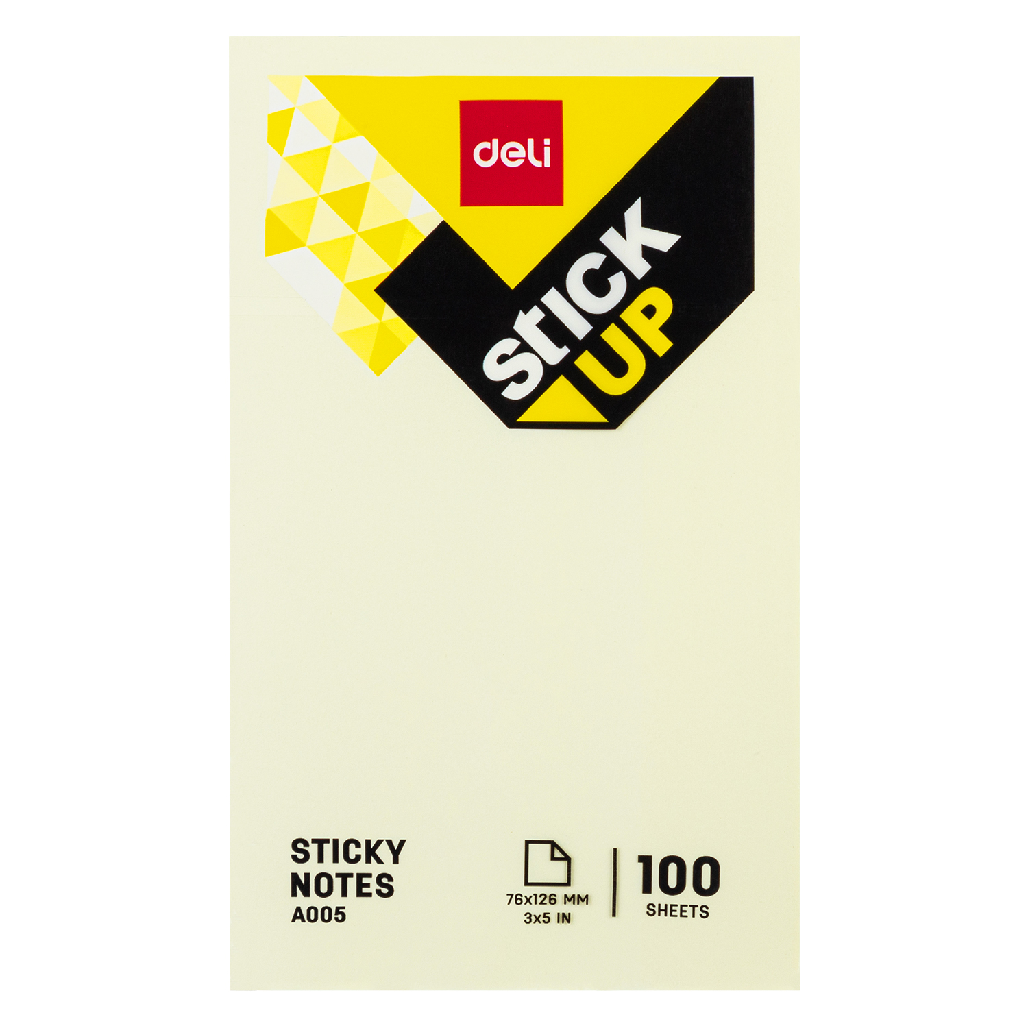 Nota Adhesiva (Post-it) 3x5 Amarillo Pastel, 100 hojas - Deli Stick Up A00553