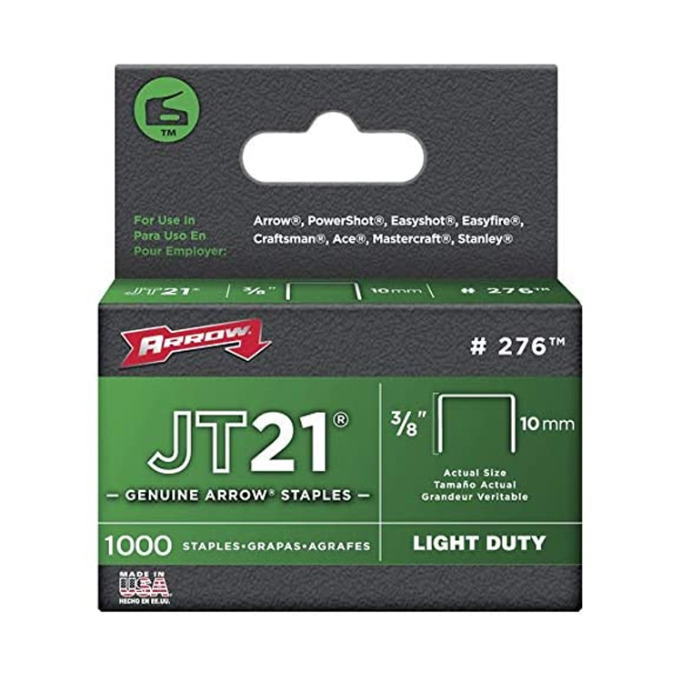 Grapas de 3/8" (10mm), 1,000 pcs - Arrow JT21 #276