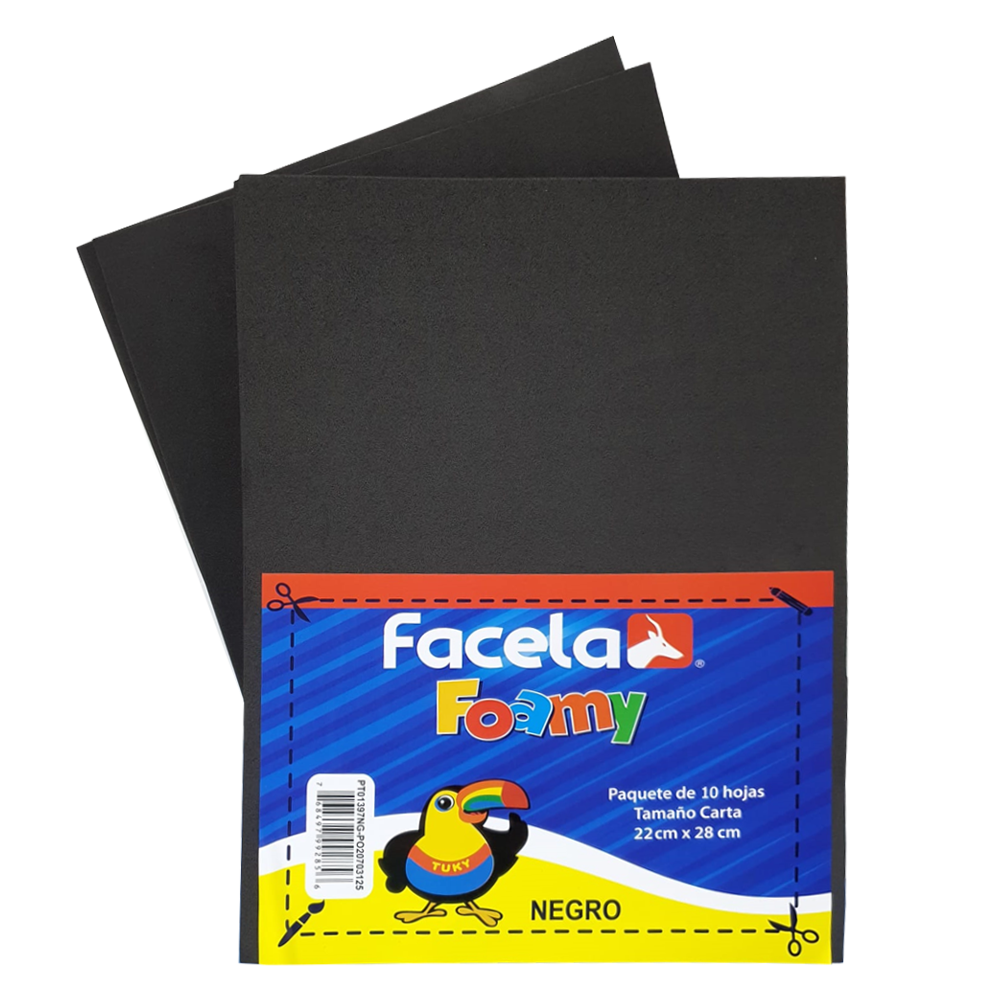 Foamy Liso 9" x 12", Color Negro, 10 Hojas