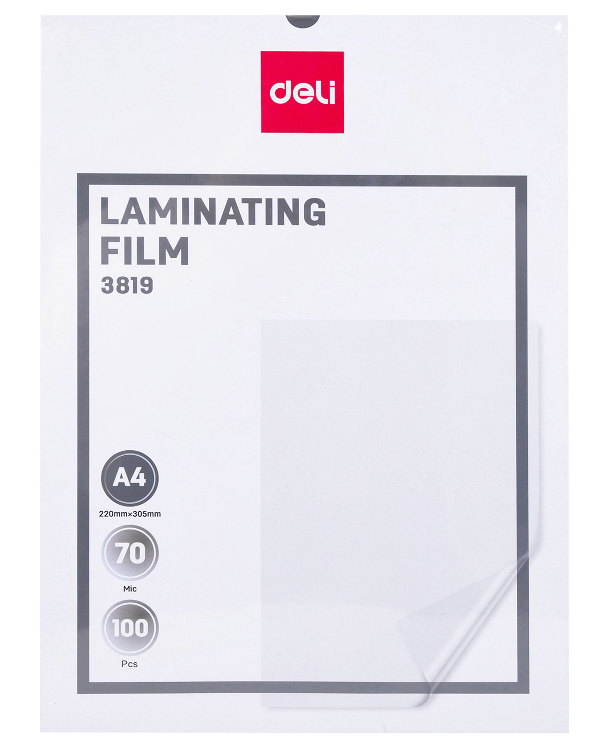 Láminas para Plastificar 70 Micras, 9.5" x 11" - Deli 3819