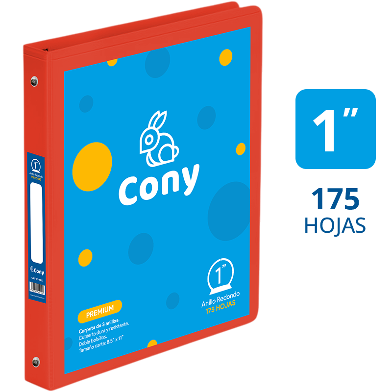 Carpeta Cony 1" con Cover, Roja