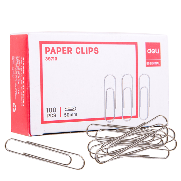 Clips Jumbo Metálico, 50mm (2"), 100 pcs - Deli Essential
