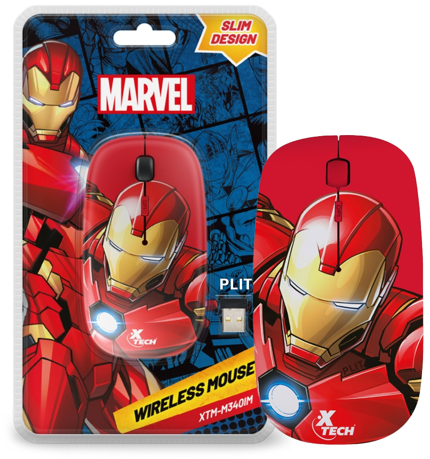 Mouse Inalámbrico 1600 dpi, Edición Iron Man Marvel Avengers - Xtech XTM-M340IM Wireless