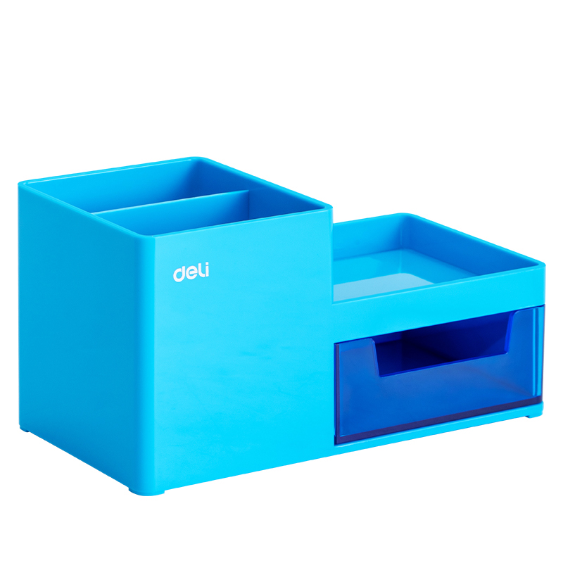 Organizador Plástico para Escritorio Azul, 3 Compartimentos