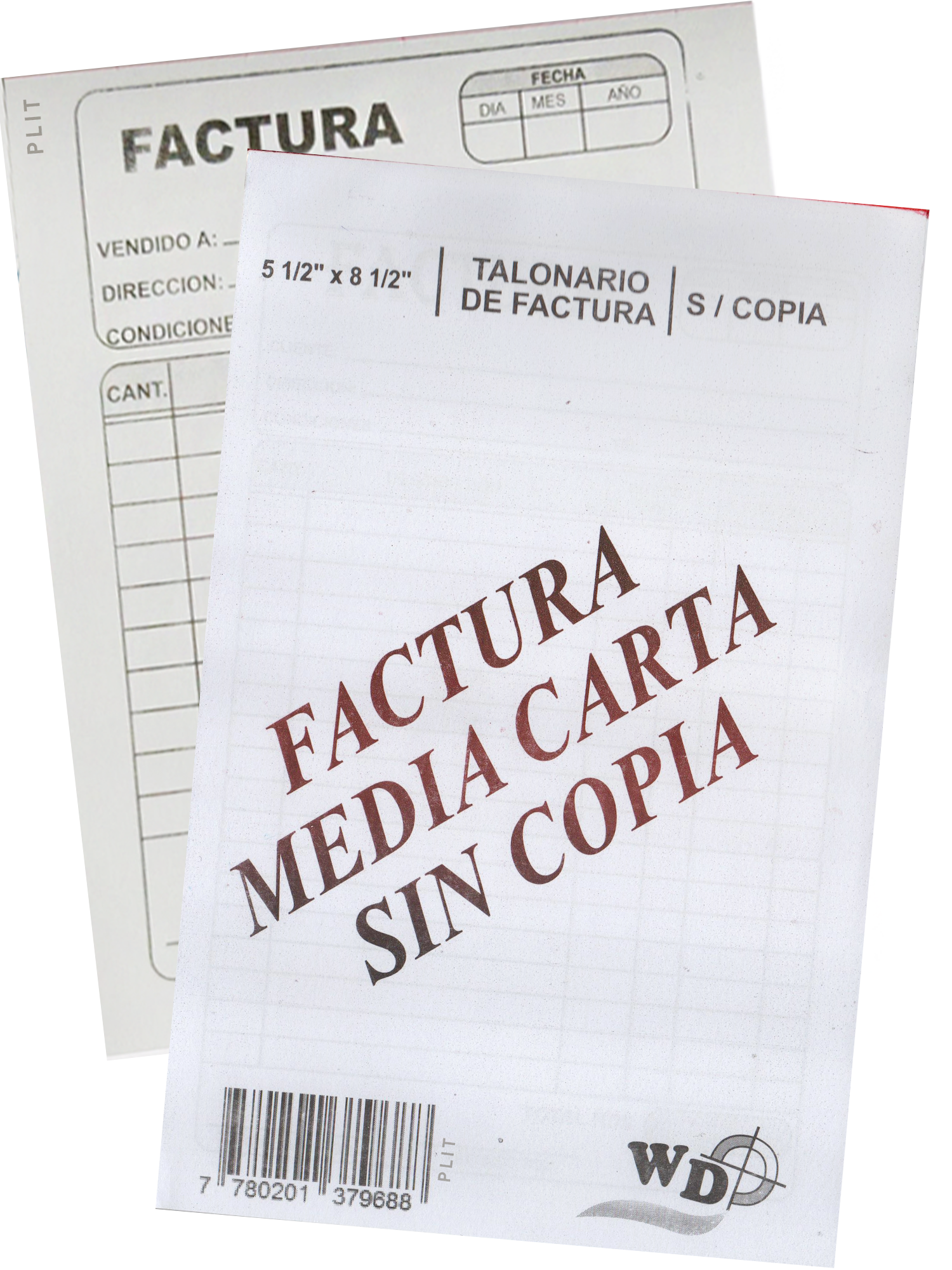 Talonario de Factura Grande 5.5” x 8.5”, SIN COPIA