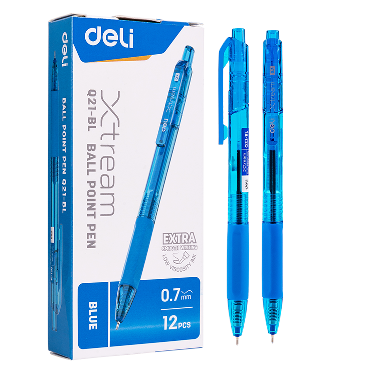 Bolígrafo Retráctil Deli Xtream Ball Point Pen 0.7 mm Azul, 12 Unidades