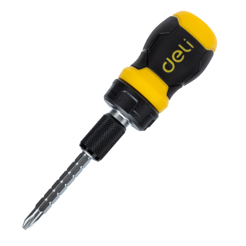 Mini Destornillador Bolo de Trinquete Estria y Plano SL6/PH2 - Deli DL626010
