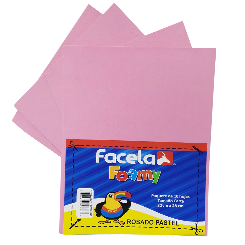 Foamy Liso 9" x 12", Color Rosado, 10 Hojas