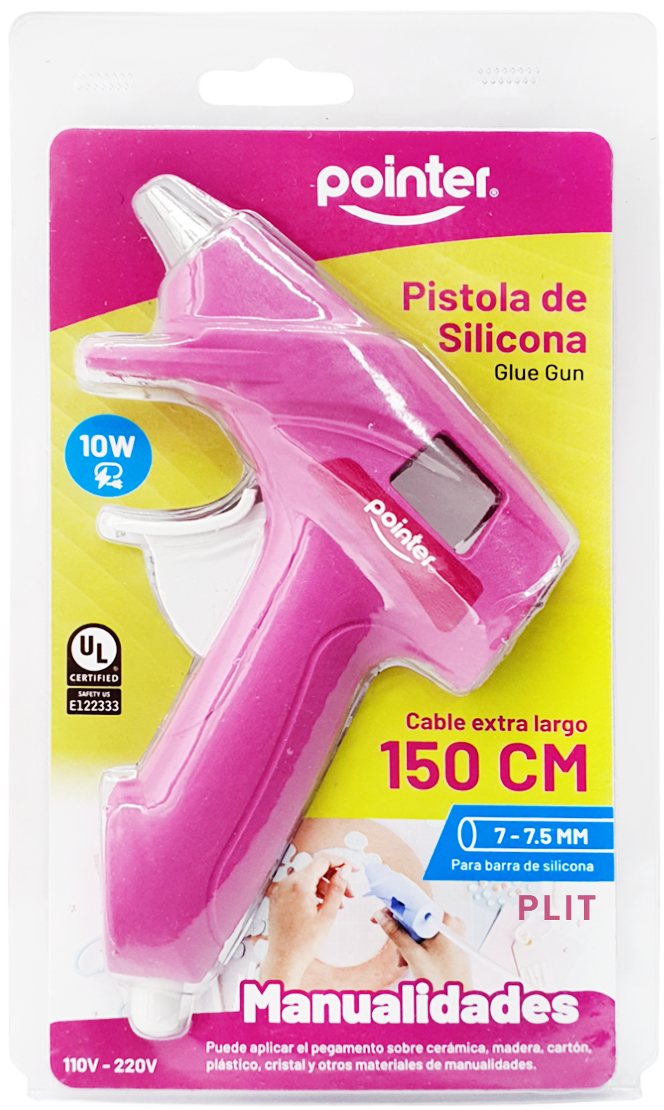 Pistola de Silicona Eléctrica Pequeña 110-220V, Rosada - Pointer PS-10