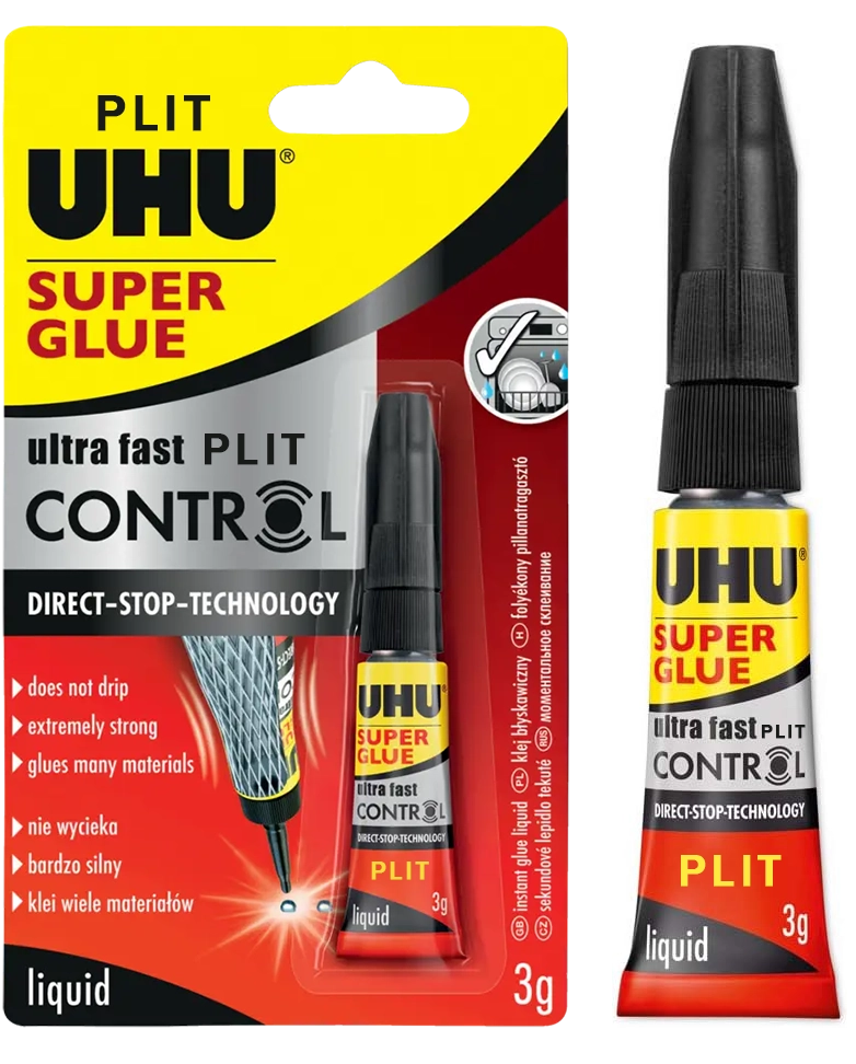 Pegamento Instantáneo UHU Super Glue Control, Extra Fuerte (Coqui) 3gr
