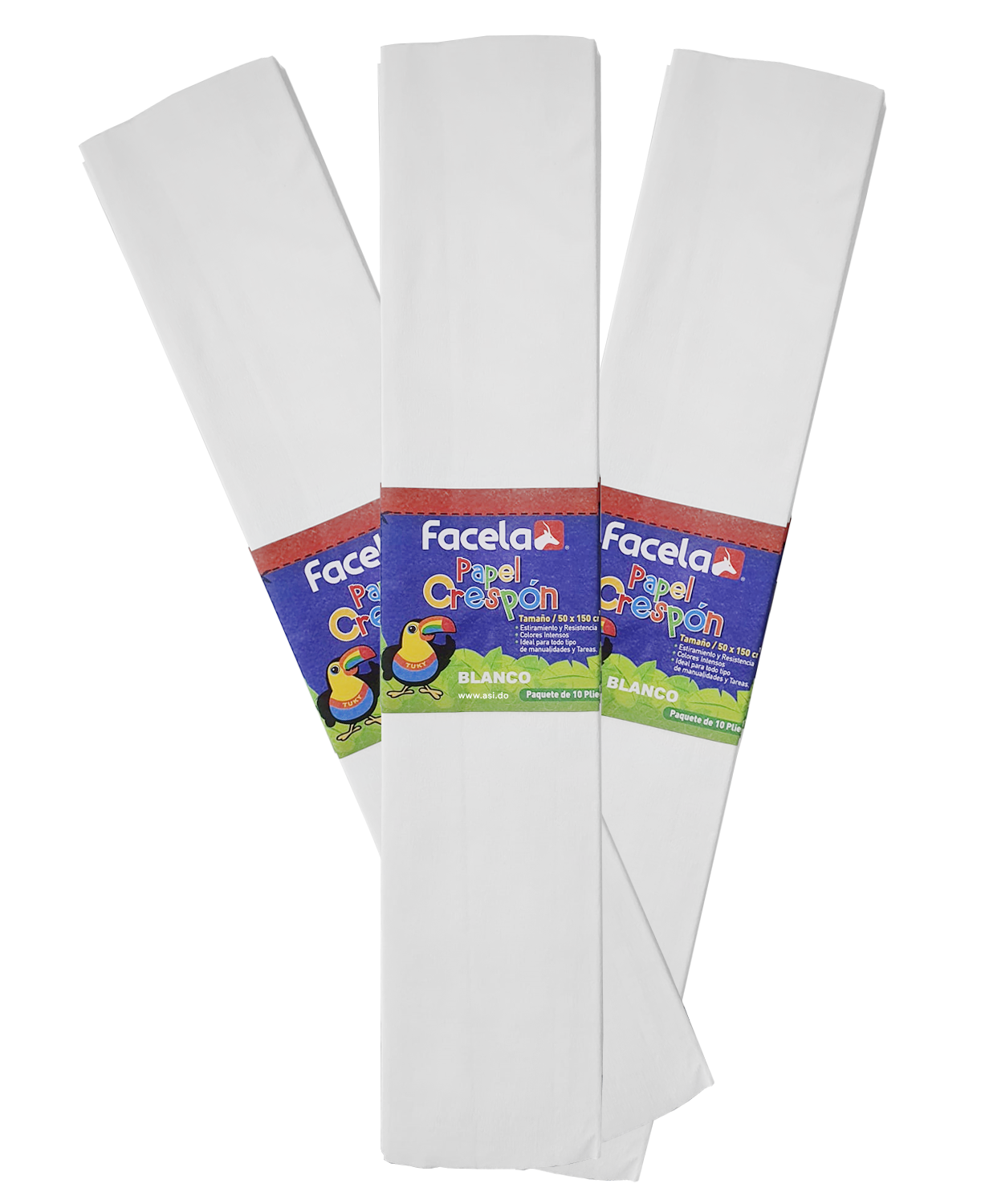 Papel Crepé Blanco, 150 cm - 10 pcs